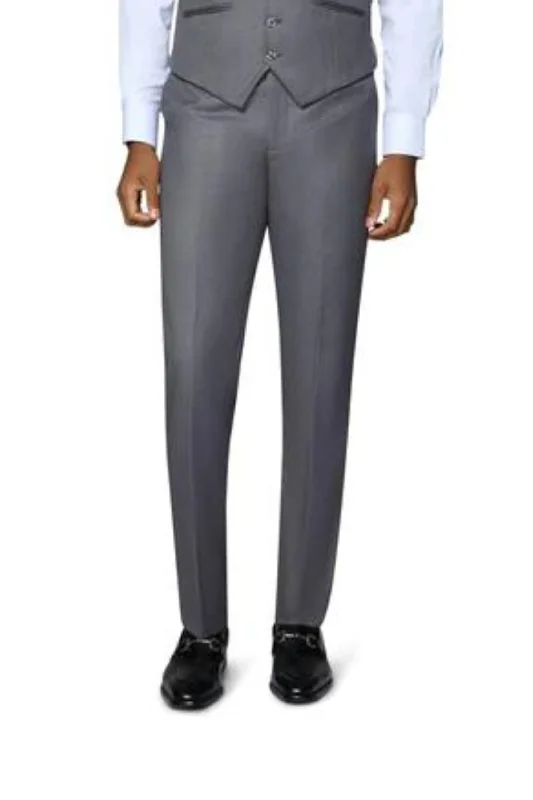 Pay Less Berragamo Solid Slim Fit Pants - Medium Grey