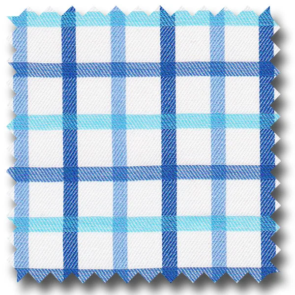 Shop and Save Blue and Aqua Check Broadcloth - Custom Dress Shirt