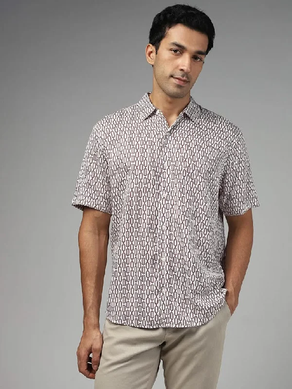 Extra Discount Ascot White Printed Relaxed-Fit Shirt