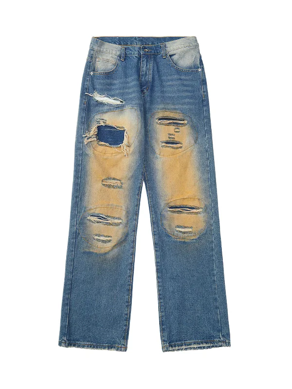 Don't Wait Thesupermade High Street Washed Spray Paint Ripped Jeans