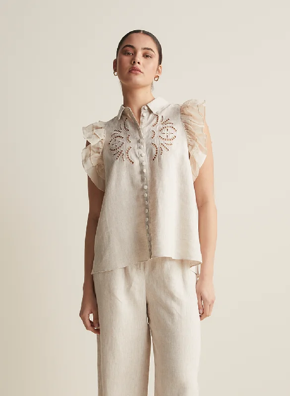 Act Fast Hermione Linen Ramie Shirt | Flax