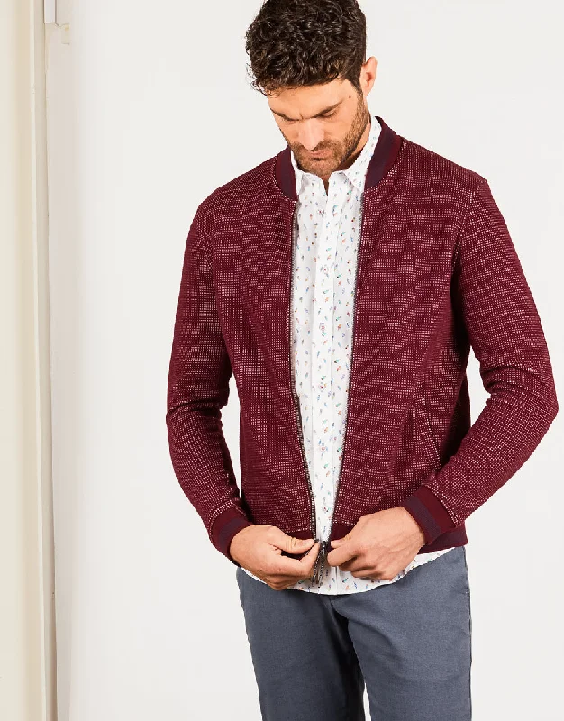 Massive Deals Domino Burgundy Knit Bomber