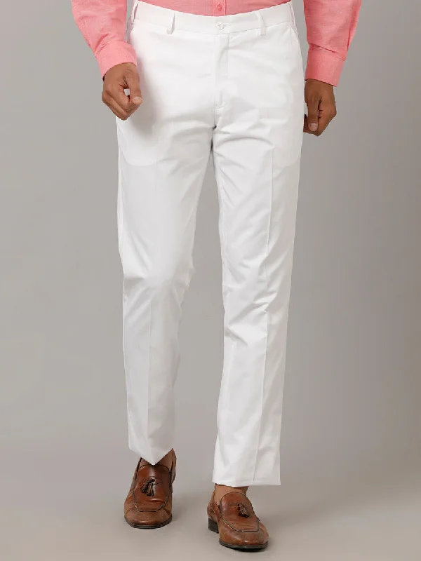 Holiday Sale Men Linen Cotton Trim Fit Pant White - WH02