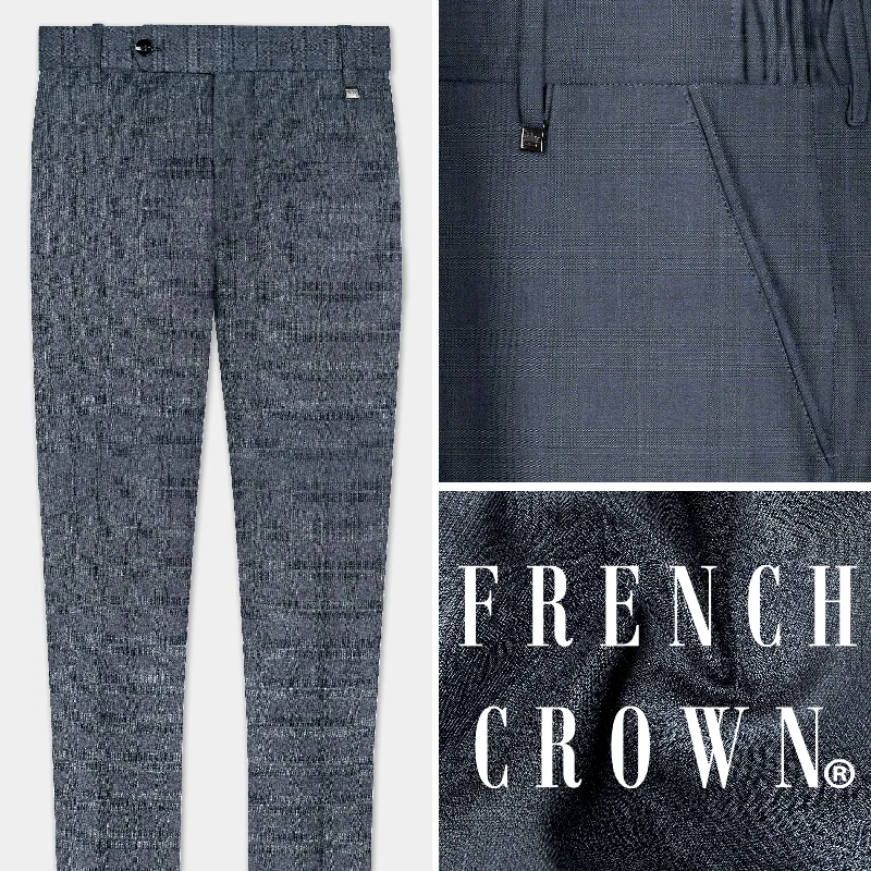 Time-Sensitive Space Gray Textured Wool Blend Stretchable Waistband Pant