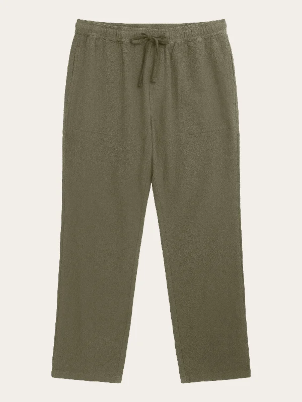 Low Prices FIG loose crushed cotton pants - GOTS/Vegan - Burned Olive