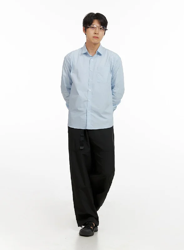 Big Savings Men's Belted Wide Leg Trousers IG409