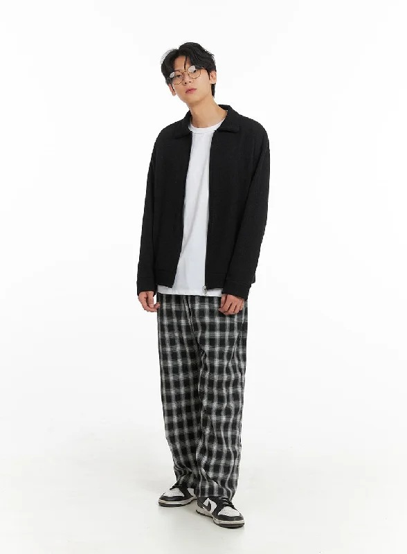 Super Deal Men's Wide Fit Gingham Trousers IA401