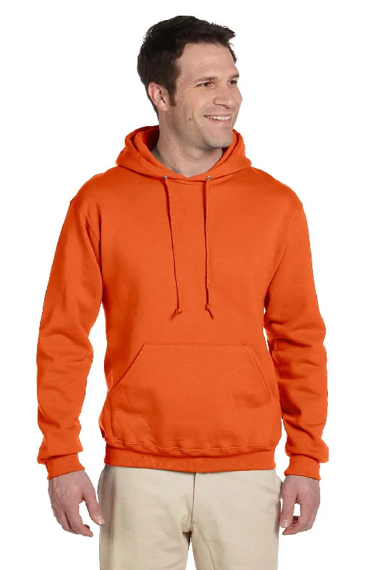 Online Specials Jerzees Mens Super Sweats NuBlend Pill Resistant Fleece Hooded Sweatshirt Hoodie w/ Pouch Pocket - Safety Orange