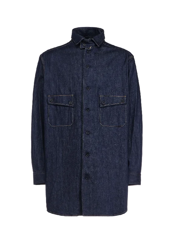 Special Price 8OZ DENIM STAND COLLAR SHIRT