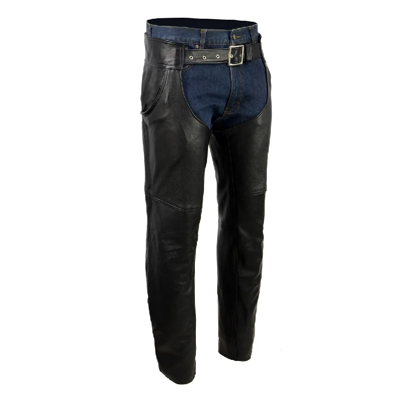 Weekend Deal Milwaukee Leather USA MADE MLM5570 Men's Black 'Enfold' Classic Premium Leather Motorcycle Chaps with Jean Pockets Weekend Deal Milwaukee Leather USA MADE MLM5570 Men's Black 'Enfold' Classic Premium Leather Motorcycle Chaps with Jean Pockets