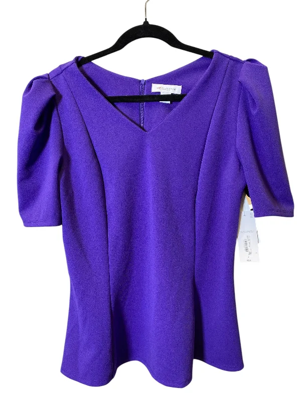 Weekend Deals to Make You Happy Top Short Sleeve By Liz Claiborne In Purple, Size: L