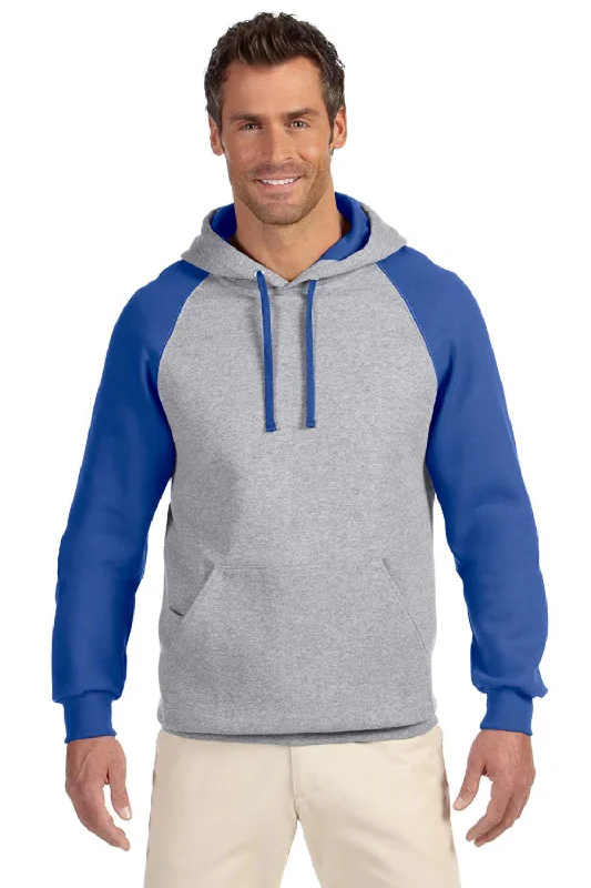 Super Sale Jerzees Mens NuBlend Pill Resistant Fleece Hooded Sweatshirt Hoodie w/ Pouch Pocket - Oxford Grey/Royal Blue Super Sale Jerzees Mens NuBlend Pill Resistant Fleece Hooded Sweatshirt Hoodie w/ Pouch Pocket - Oxford Grey/Royal Blue