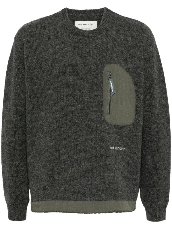 Overstock Sale Zip-Pocket Wool Jumper
