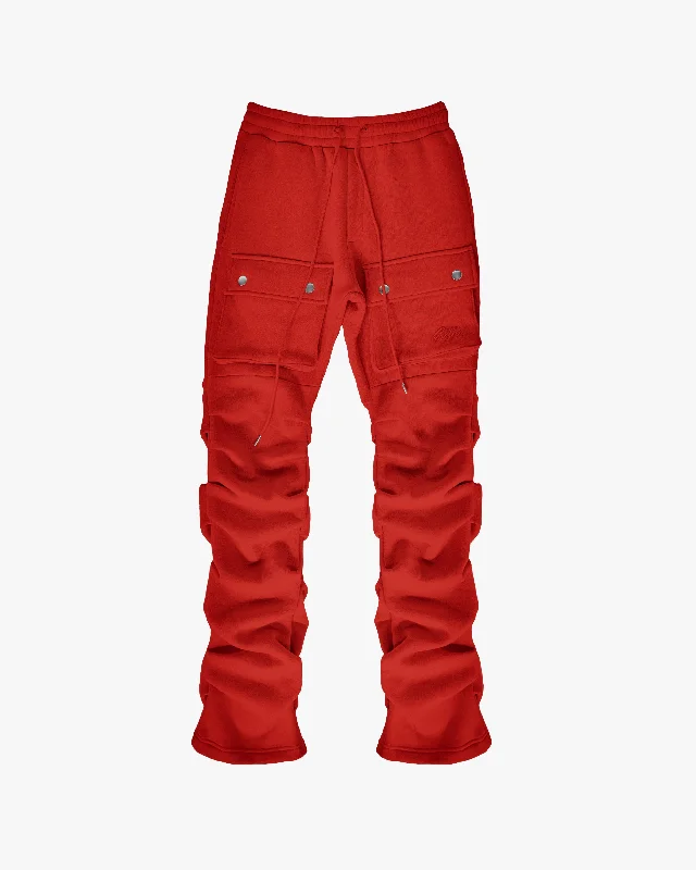 Deep Discounts EPTM STACKED CARGO SWEATPANTS-RED