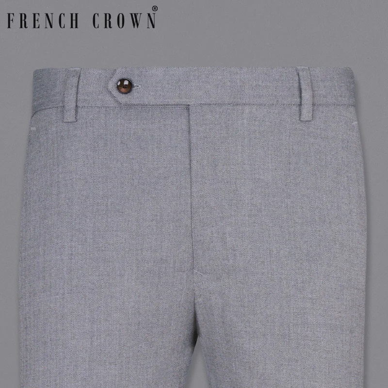 Sale Event Spun Pearl Grey Herringbone Premium Cotton Pant