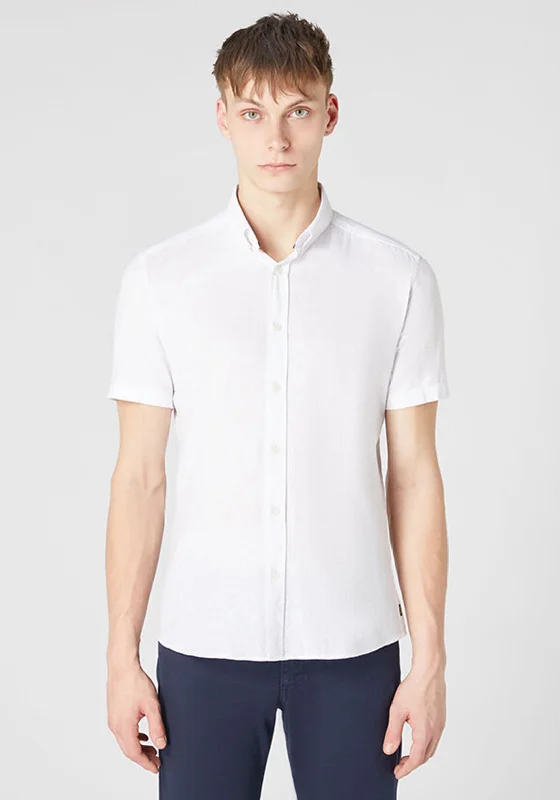 Crazy Savings Remus Uomo Ashton Linen Blend Short Sleeve Shirt, White