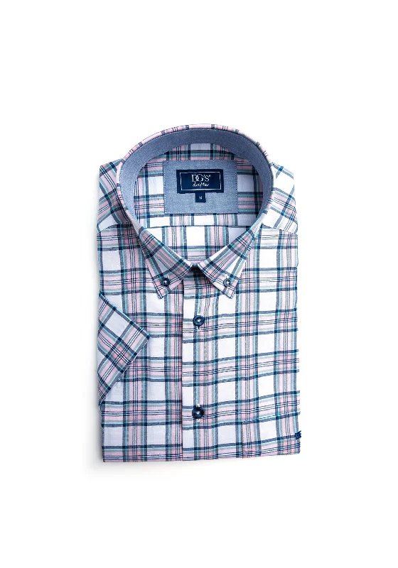 New Markdowns Daniel Grahame Ivano Check Short Sleeve Shirt, Pink Multi