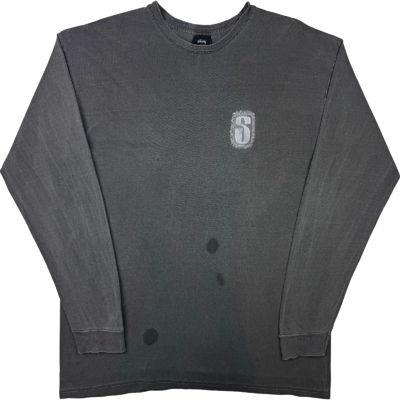 Special Price Vintage Stüssy Long Sleeve Double Sided Graphic T-Shirt Grey