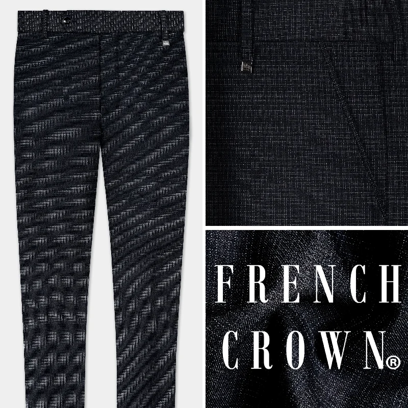 Great Deals Bunker Black Micro Checked Wool Rich Stretchable Waistband Pant