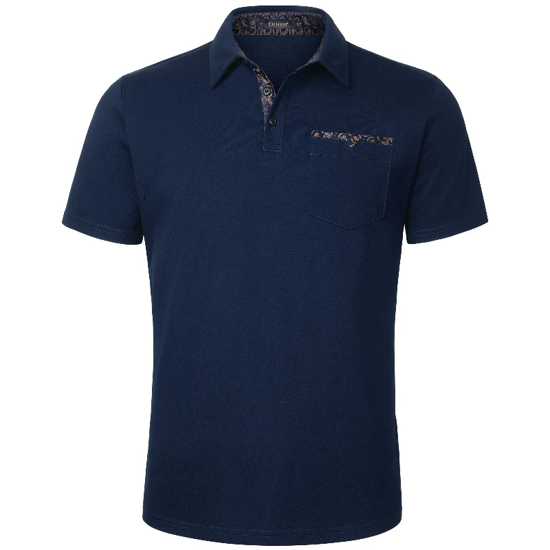 Top Pick Men's Polo Shirt with Pocket - E-NAVY BLUE-PAISLEY2