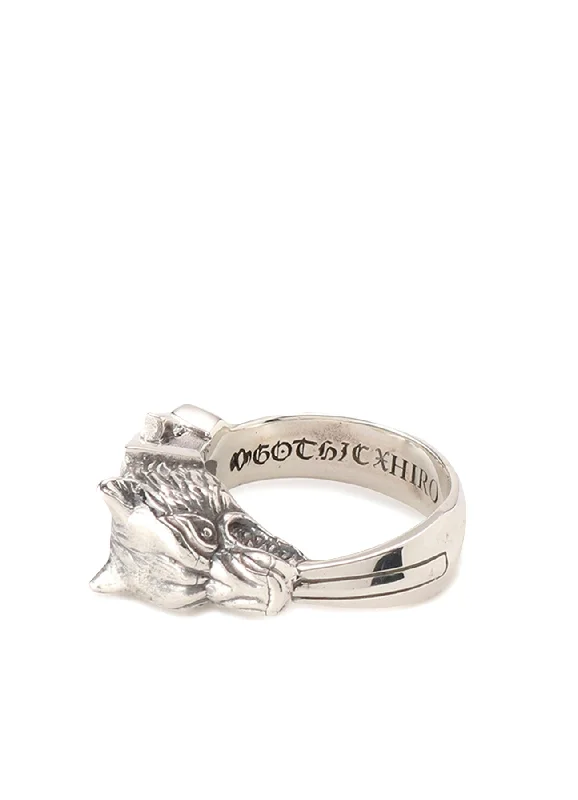 Weekend Discounts to Delight Silver 950 Wolf Dagger Ring