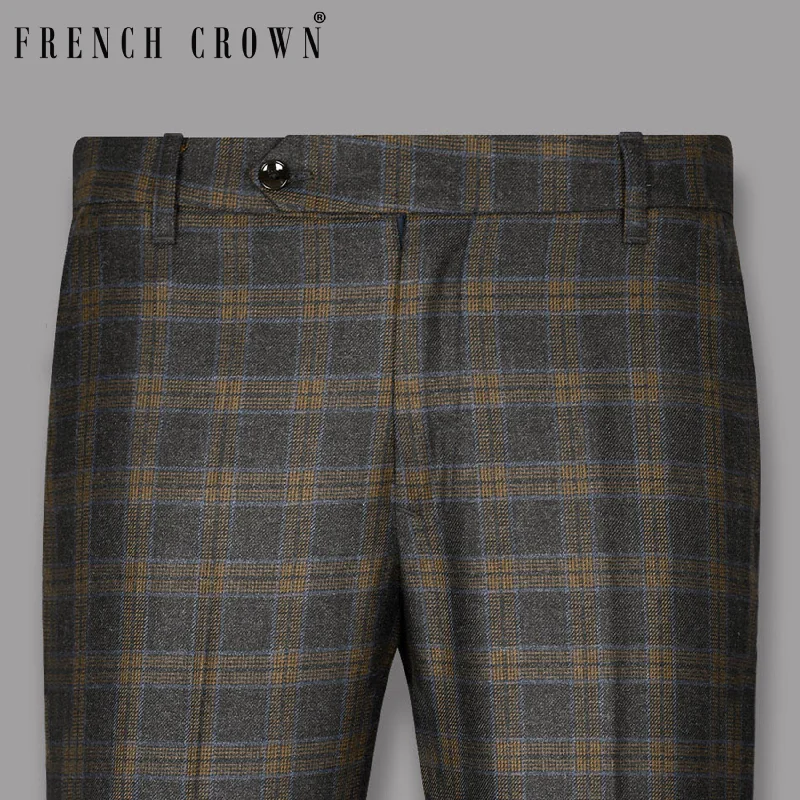 Limited Edition Charcoal With Brown Windowpane Pant