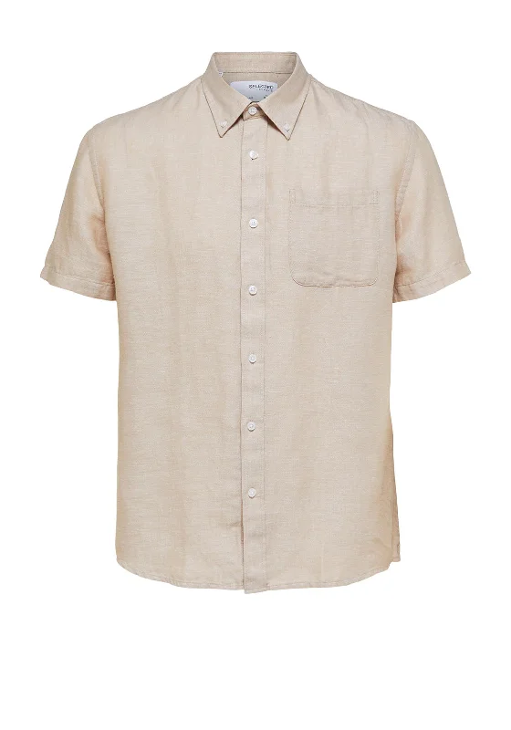 The Best Prices Selected Homme Rick Linen Short Sleeve Shirt, Incense