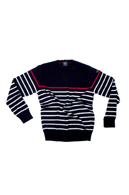 Closeout Sale Paul & Shark Merino Wool Stripe Sweater Navy