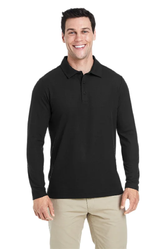 Massive Deals Core 365 Mens Fusion ChromaSoft Performance Moisture Wicking Long Sleeve Polo Shirt - Black Massive Deals Core 365 Mens Fusion ChromaSoft Performance Moisture Wicking Long Sleeve Polo Shirt - Black