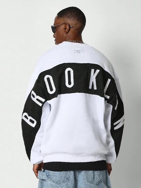 Amazing Value Crew Neck Colour Blocked Sweatshirt With Back Brooklyn Embroidery