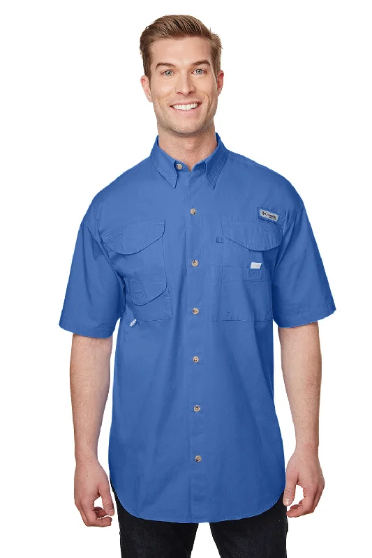 Low Price Columbia Mens Bonehead Short Sleeve Button Down Shirt w/ Double Pockets - Vivid Blue - Closeout Low Price Columbia Mens Bonehead Short Sleeve Button Down Shirt w/ Double Pockets - Vivid Blue - Closeout