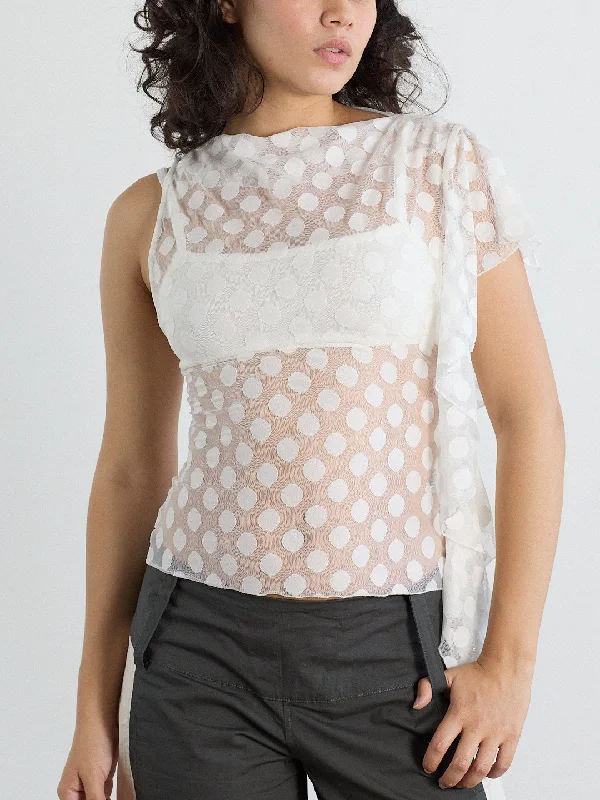 Super Bargain Zehra Top - White Polka
