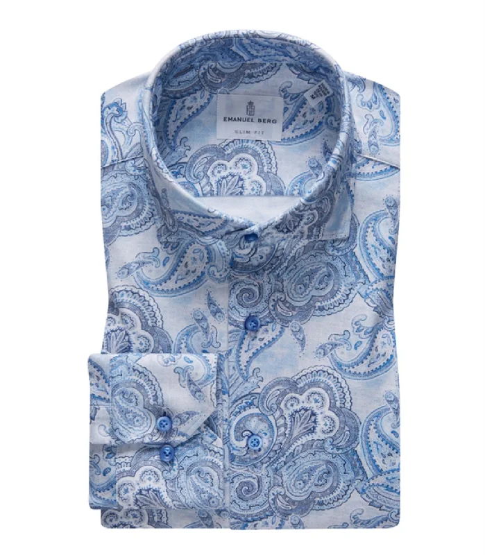 Weekend Bargains to Savor Modern 4Flex Stretch Knit Shirt SF17639 Blue