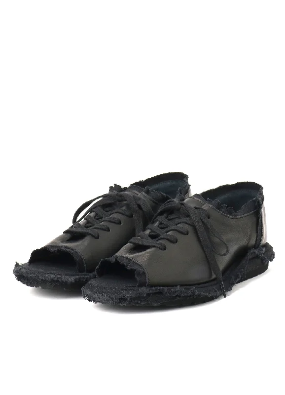 Exclusive Preview OIL SOFT LEATHER TOE CUT LOW SHOES