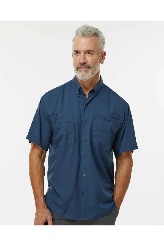 Unbeatable Deal Paragon Mens Hatteras Performance Moisture Wicking Short Sleeve Button Down Shirt w/ Double Pockets - Navy Blue Unbeatable Deal Paragon Mens Hatteras Performance Moisture Wicking Short Sleeve Button Down Shirt w/ Double Pockets - Navy Blue