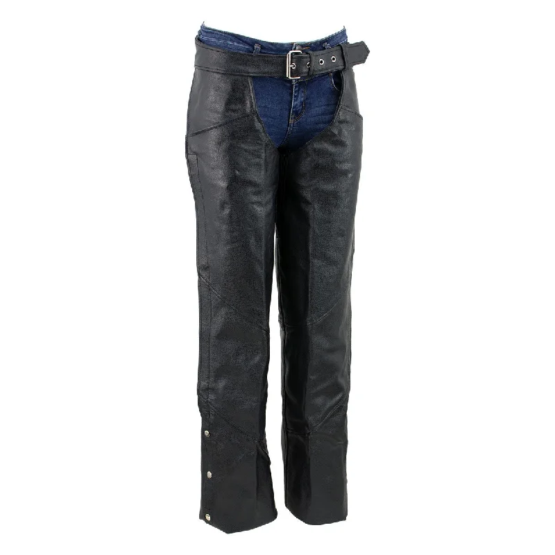Deal of the Day Unisex XS462 Tall-Size Black Thermal Lined Leather Motorcycle Chaps
