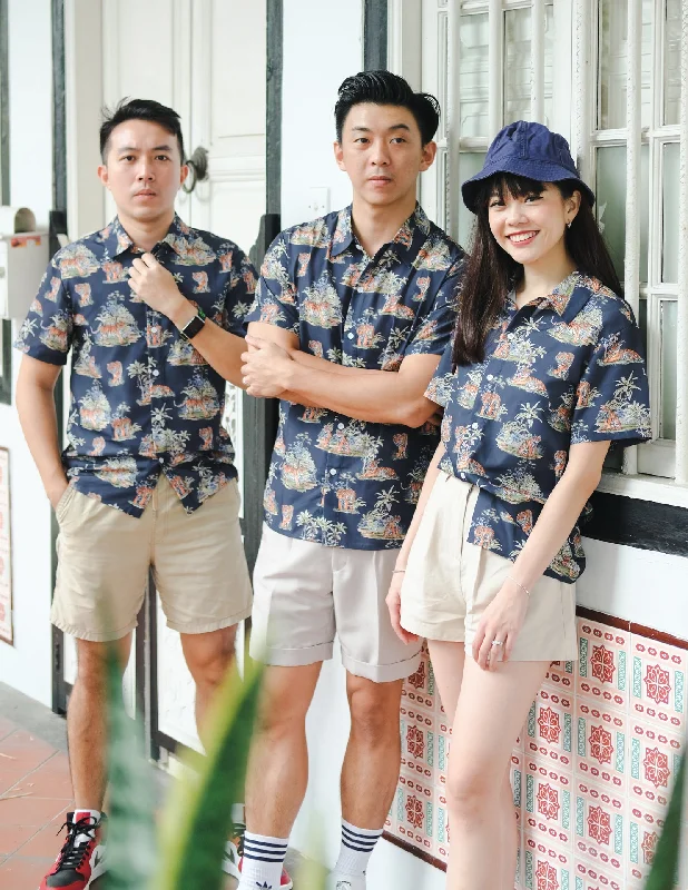 Weekend Discounts to Enjoy Tropical Tiger Shirt in Navy