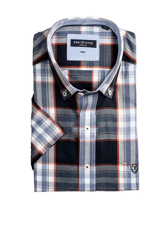 Special Price Pre End Rome Plaid Short Sleeve Shirt, Colony Blue