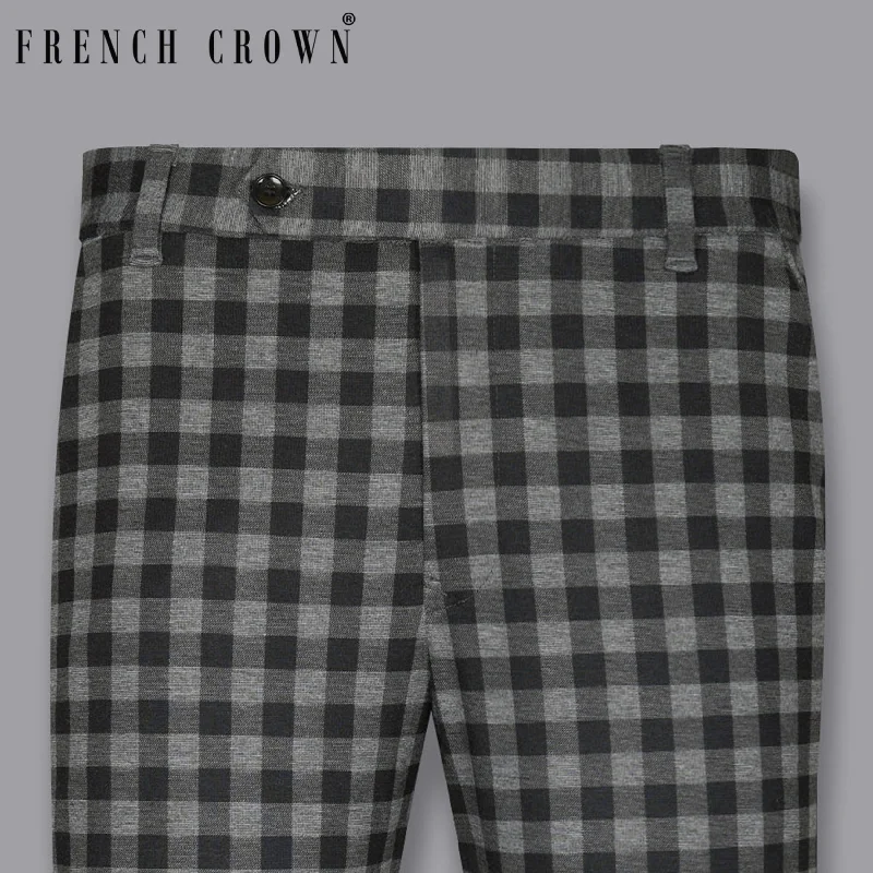 Weekend Bargains to Savor Black with Grey Flannel checked Wool Rich Pant