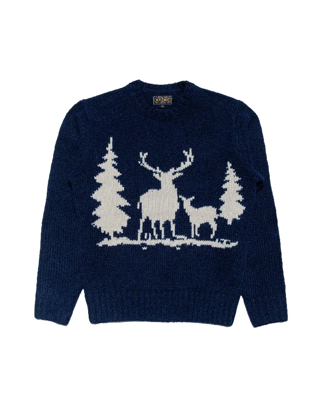 Buy Today Beams Plus Crew Intarsia 3G Navy