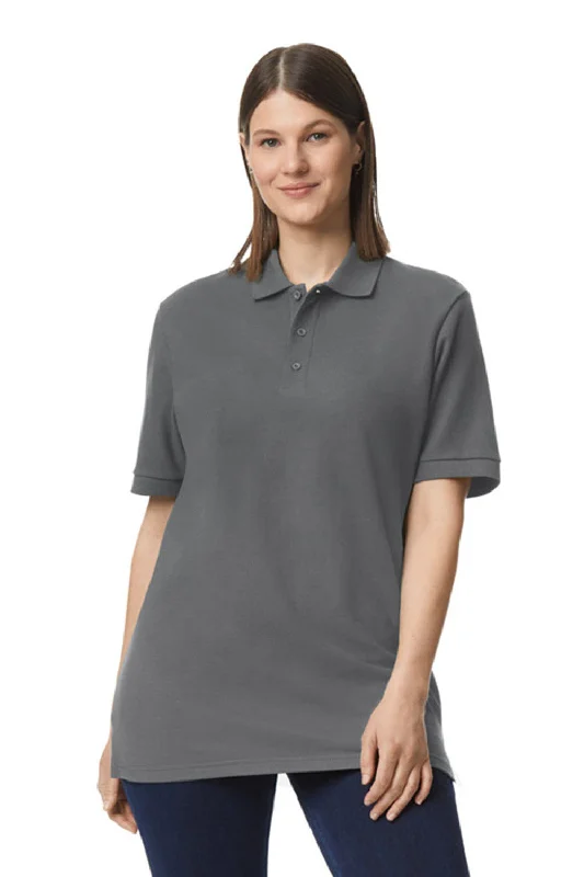 Deep Discounts Gildan Mens Double Pique Short Sleeve Polo Shirt - Charcoal Grey