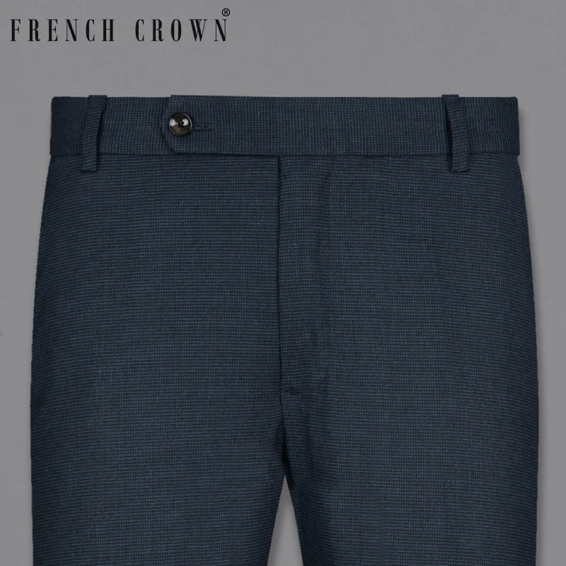 Savings Galore Ebony Clay Blue houndstooth Wool Rich Pant