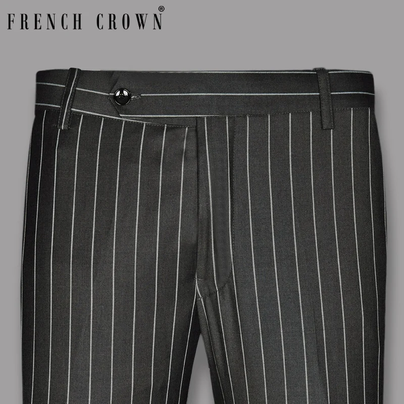 Weekend Offers That Please Charcoal Striped Wool Pant