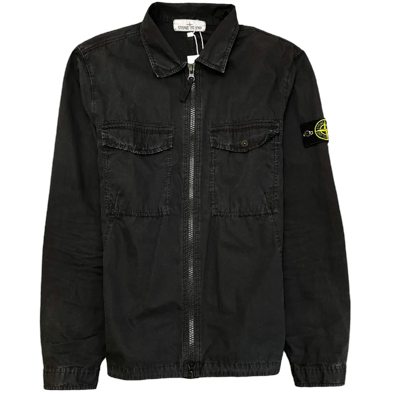 Massive Deal Men's Applique Logo OverShirt Black Size M