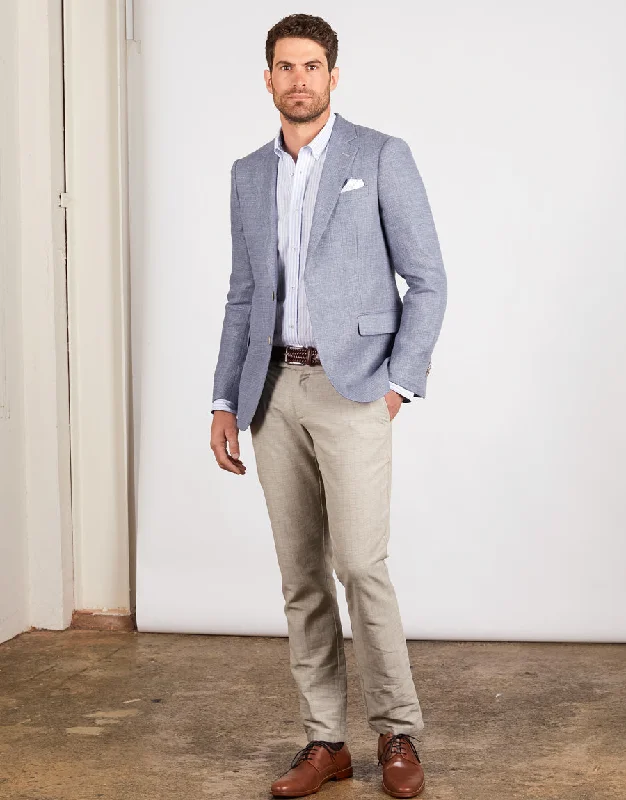 Don't Wait Enz Beige Check Linen Blend Trouser