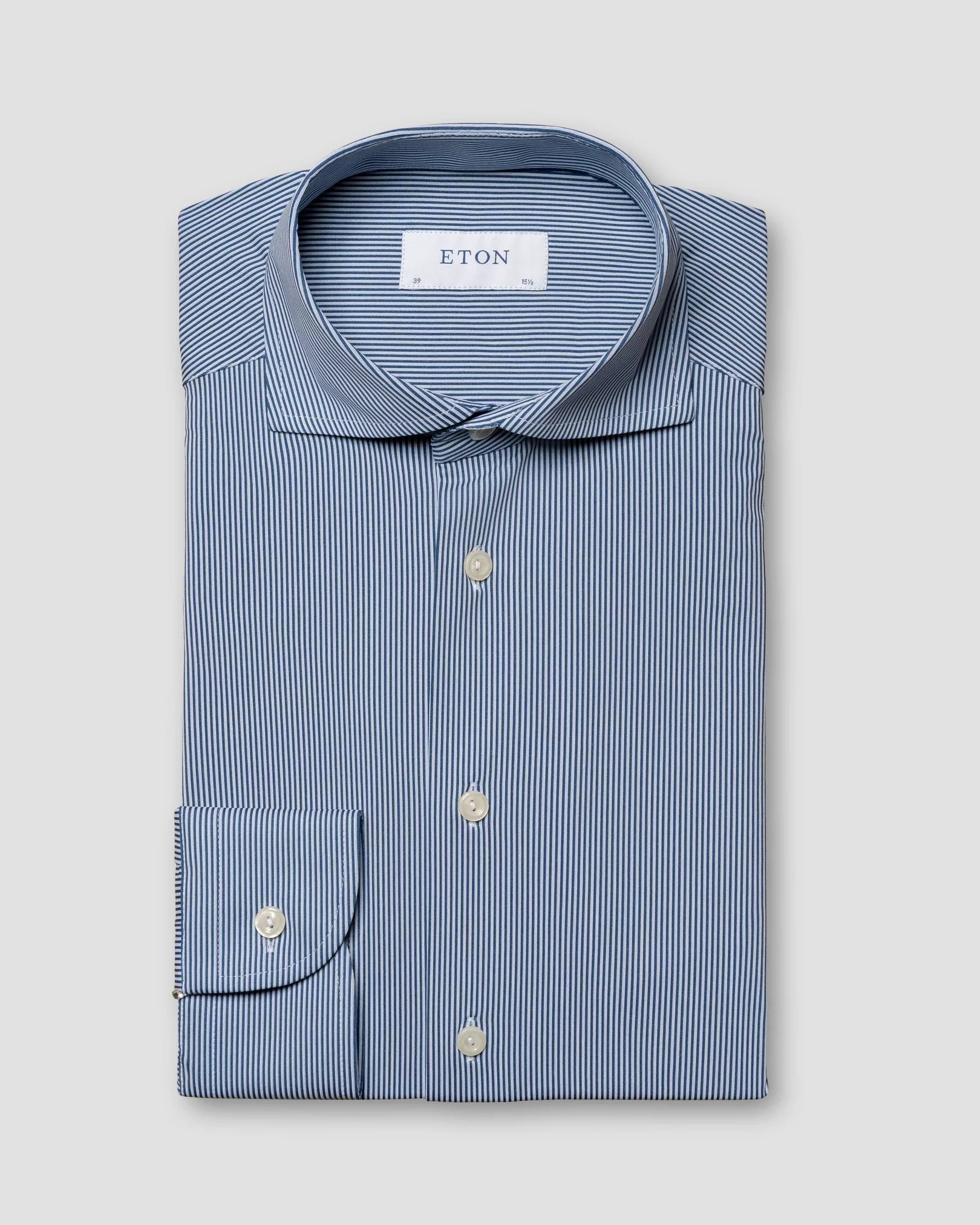 Weekend Discounts to Love Navy Striped Four-Way Stretch Shirt Slim Fit - ETON
