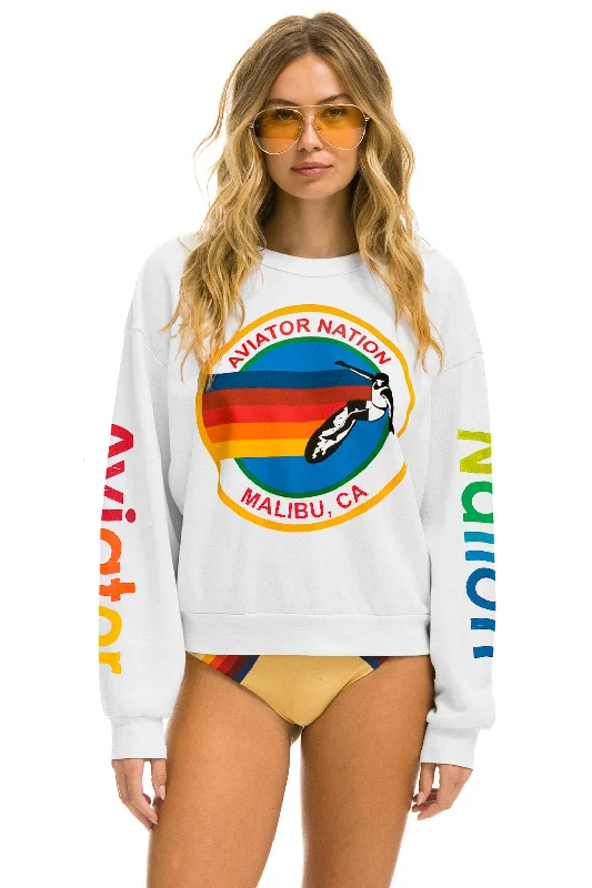 Instant Savings AVIATOR NATION MALIBU RELAXED CREW SWEATSHIRT - WHITE