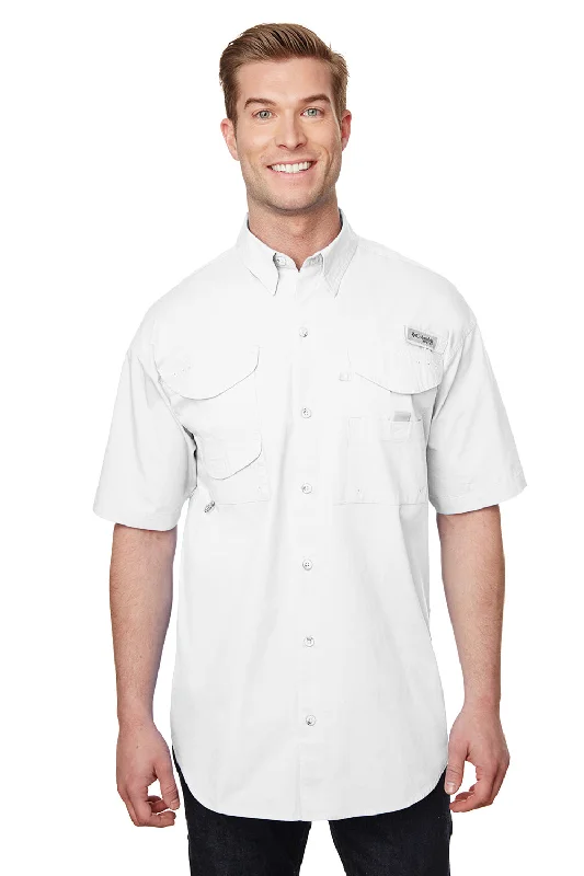 Lowest Price Columbia Mens Bonehead Short Sleeve Button Down Shirt w/ Double Pockets - White - Closeout Lowest Price Columbia Mens Bonehead Short Sleeve Button Down Shirt w/ Double Pockets - White - Closeout