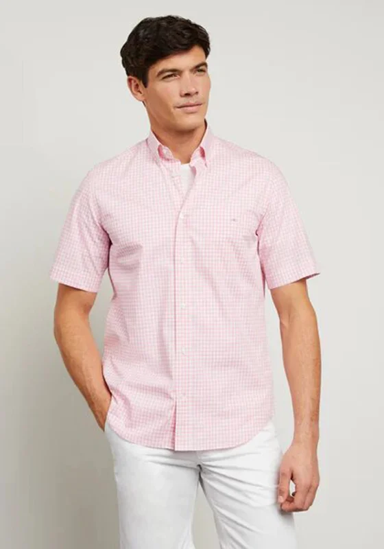Fantastic Offers Eden Park Short Sleeve Gingham Shirt, Pink