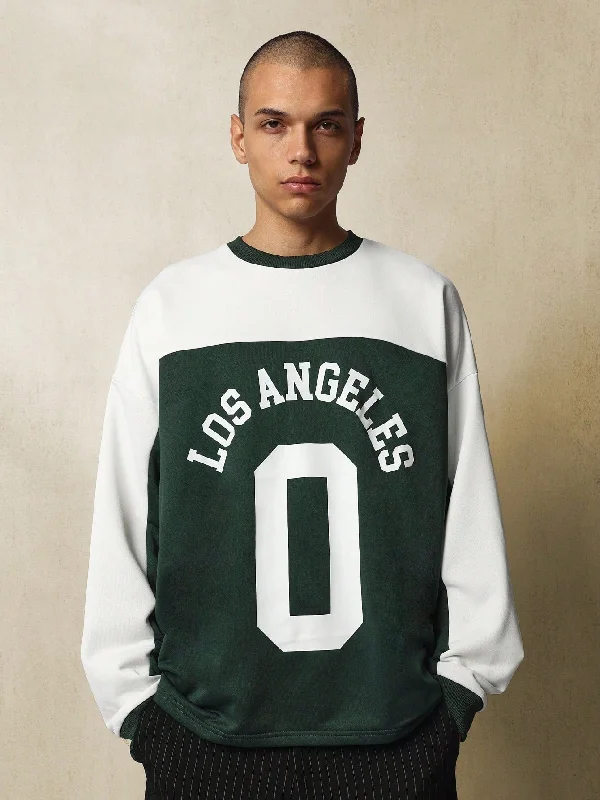 Limited Offer Oversized Fit Contrast Panel Sweatshirt With Los Angeles Graphic Print Limited Offer Oversized Fit Contrast Panel Sweatshirt With Los Angeles Graphic Print